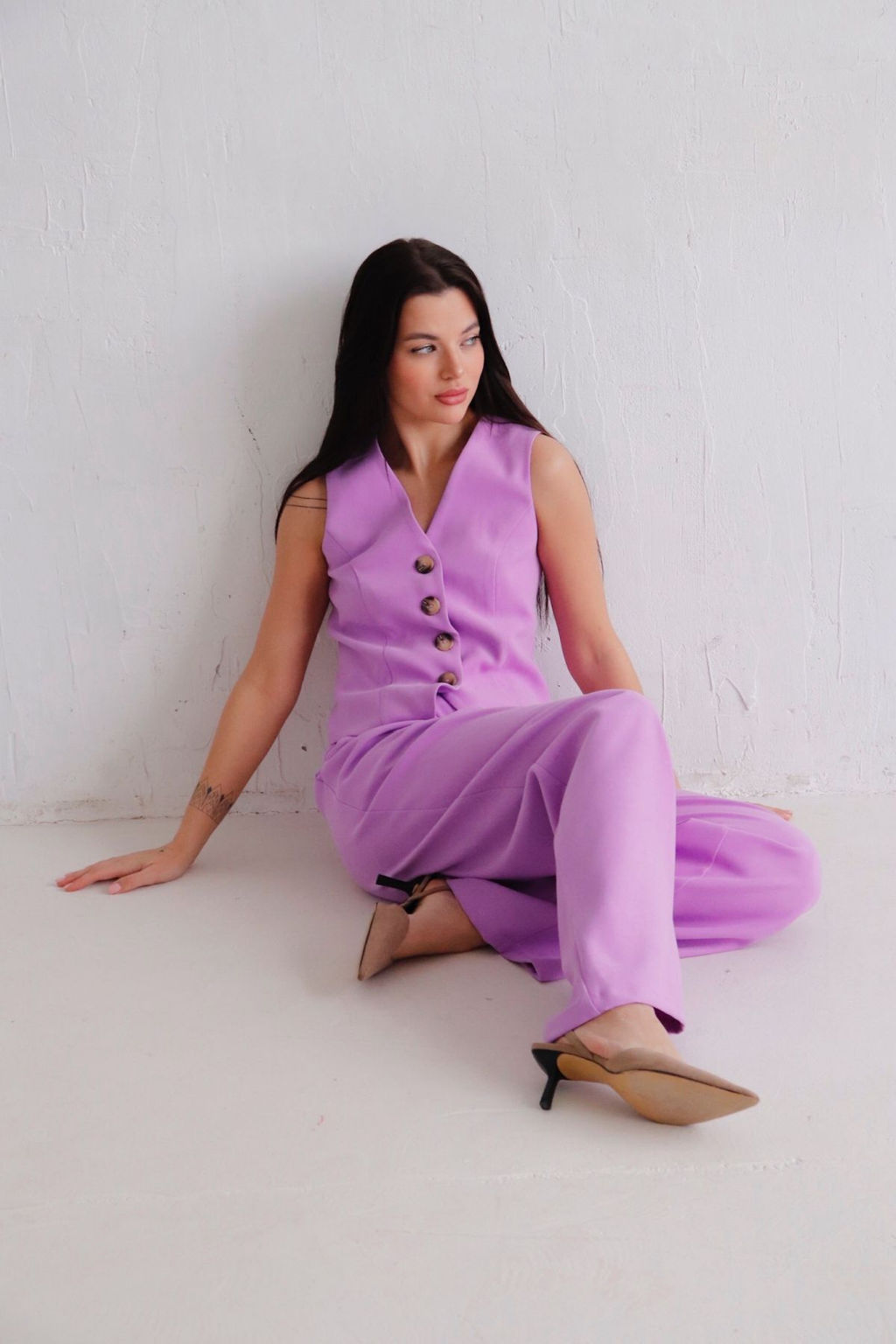 12442 Костюм брючный с жилетом сиреневый - Martichelli фото 15