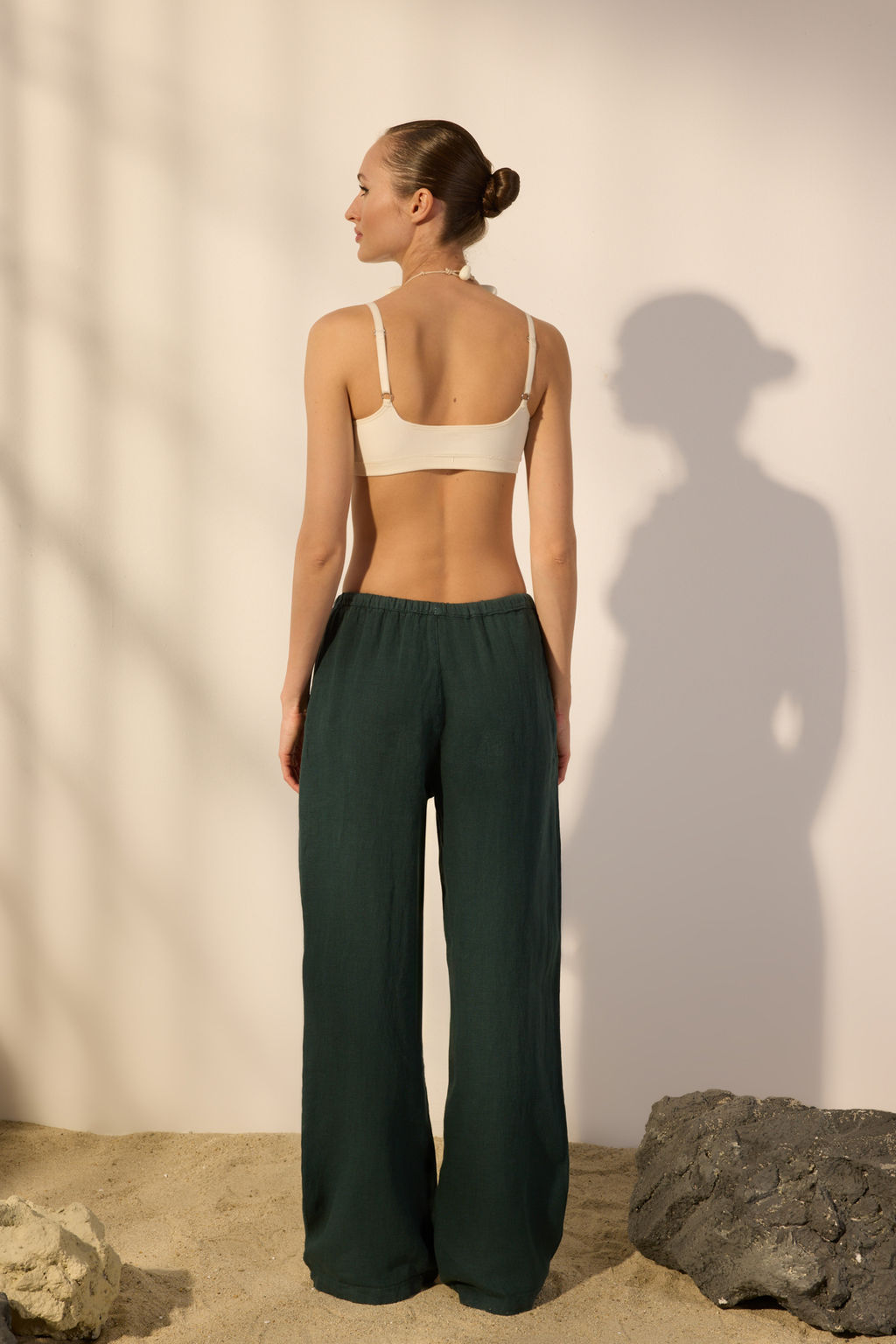 Beyaz %100 Keten Beli Lastikli Normal Bel Wide Leg Pantolon TWOSS25JE00244 - Trendyolmilla фото 8