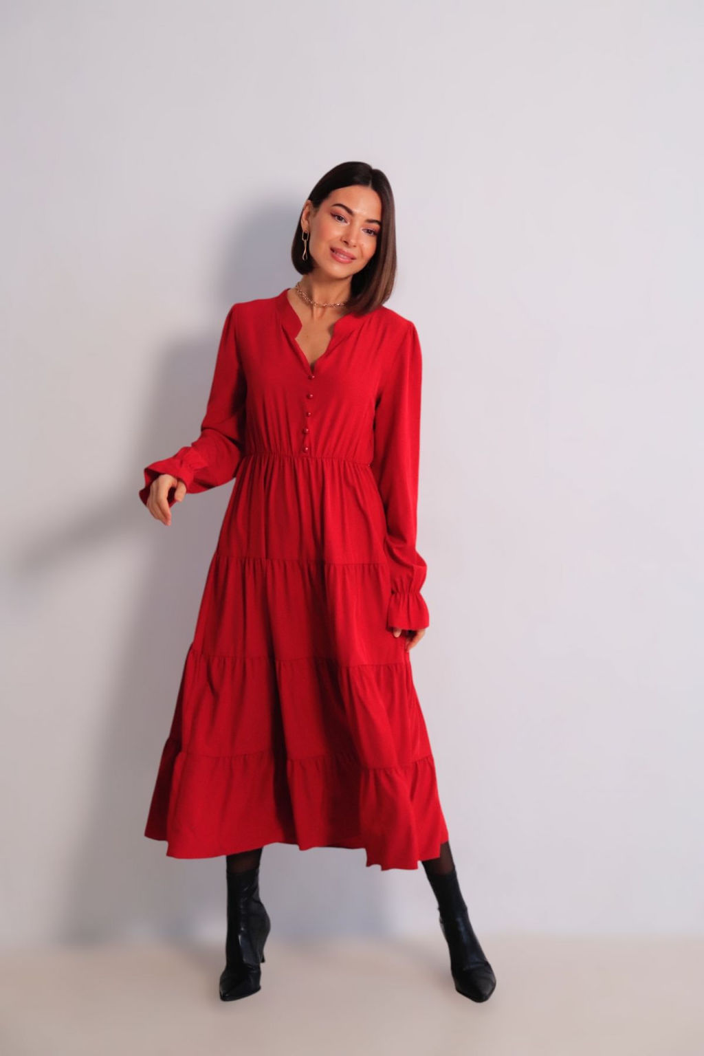 Martichelli Платье ягодное с многоярусной юбкой  фото 2