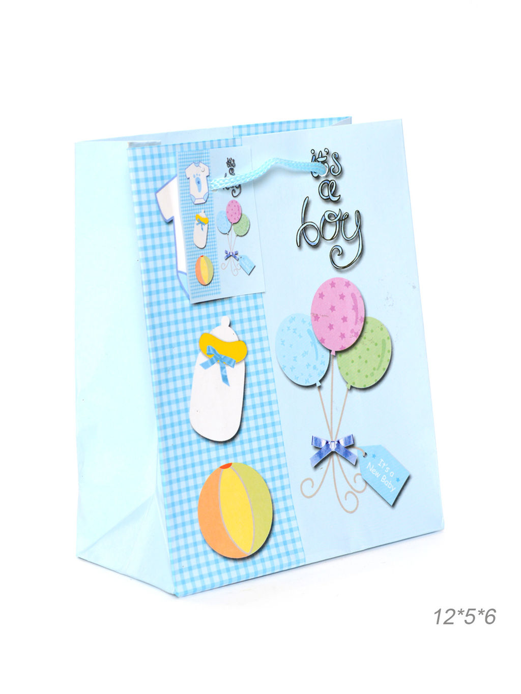 Цена за 12 шт. Пакет подарочный 12х15х6 С новорожденным / 310525 /уп 12/2400/