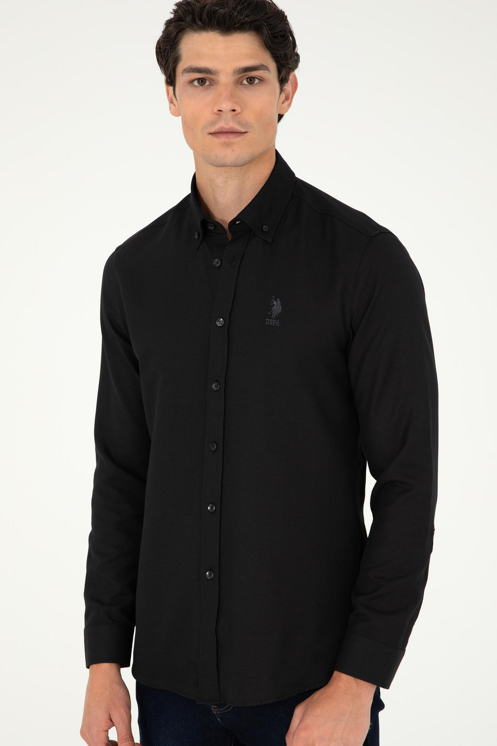 Мужская черная базовая рубашка с длинным рукавом - U.s. polo assn фото 3