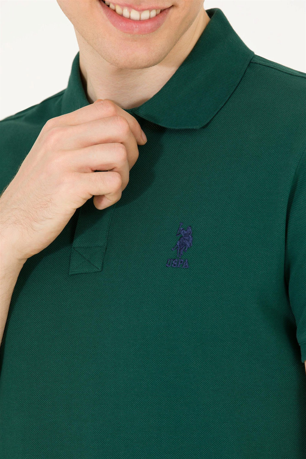 U. S. Polo Assn Мужская темно-зеленая базовая футболка с воротником-поло - U.s. polo assn фото 14