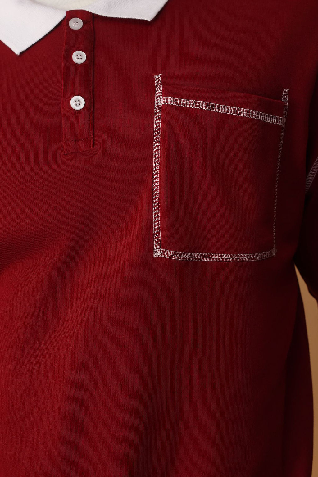 TRENDYOL MAN Bordo Oversize/Genis Kesim Dikis Detayl? Polo Yaka T-shirt TMNSS25PO00034 - Trendyolmilla фото 3