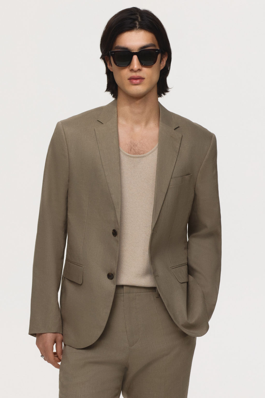 Americana de lino Slim Fit - H&m фото 6