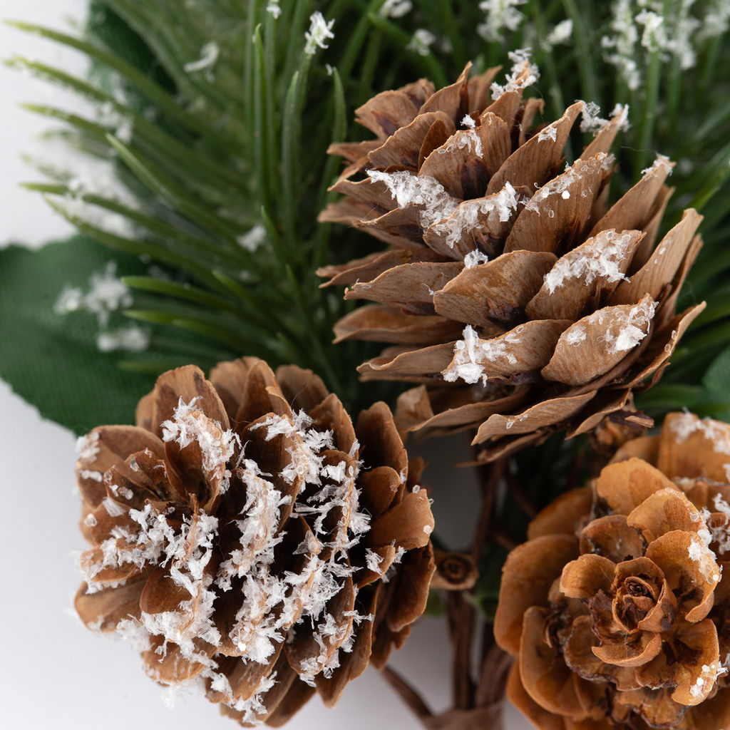 Blumentag VDD-65 Веточка декоративная заснеженная с ягодами и шишкой 6 х 1 шт. 16 см 01  фото 3