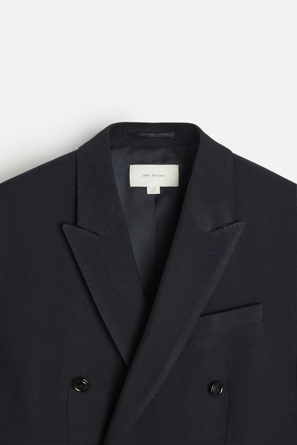 DOUBLE-BREASTED HERRINGBONE SUIT BLAZER - Zara фото 10