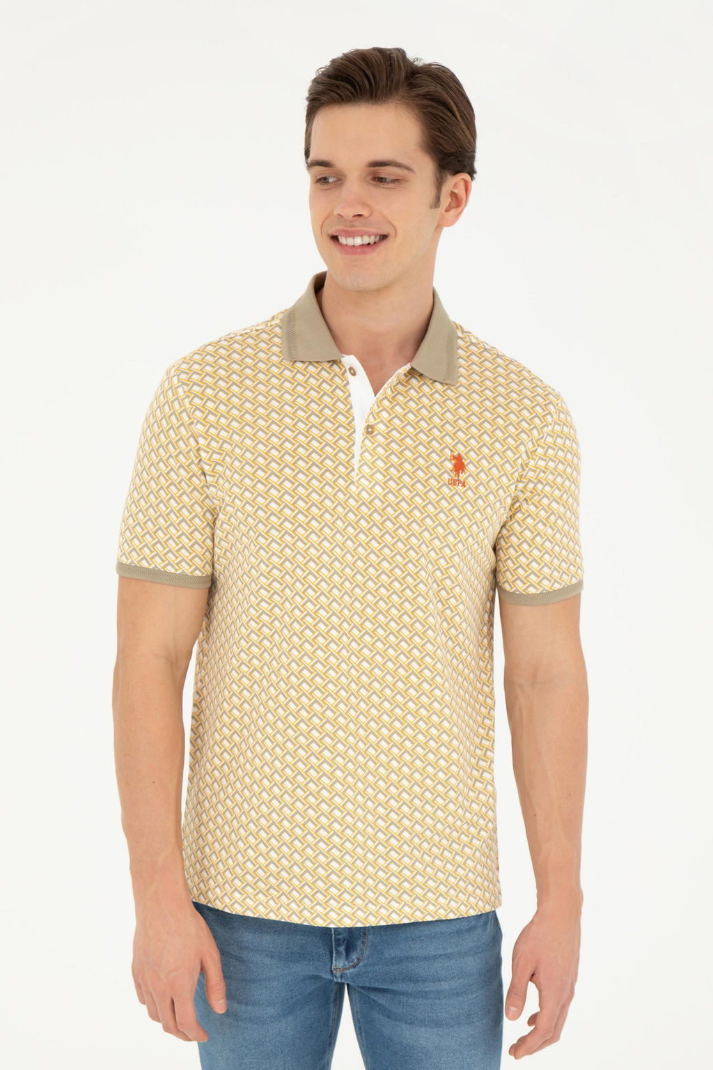 Футболка U.S. Polo Assn мужская светло-хаки из хлопка  фото 10