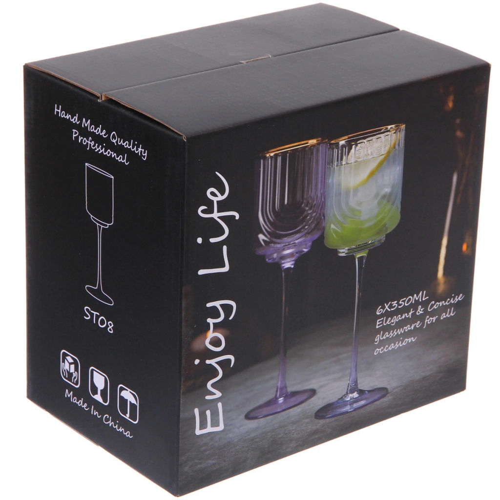 Бокал для вина 330мл "Enjoy Life" в наборе 6шт, цвет голубой