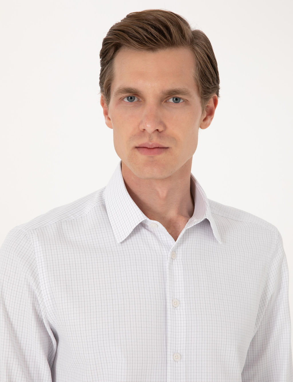 Gri Kareli Slim Fit Uzun Kollu G_mlek - Pierre cardin фото 2