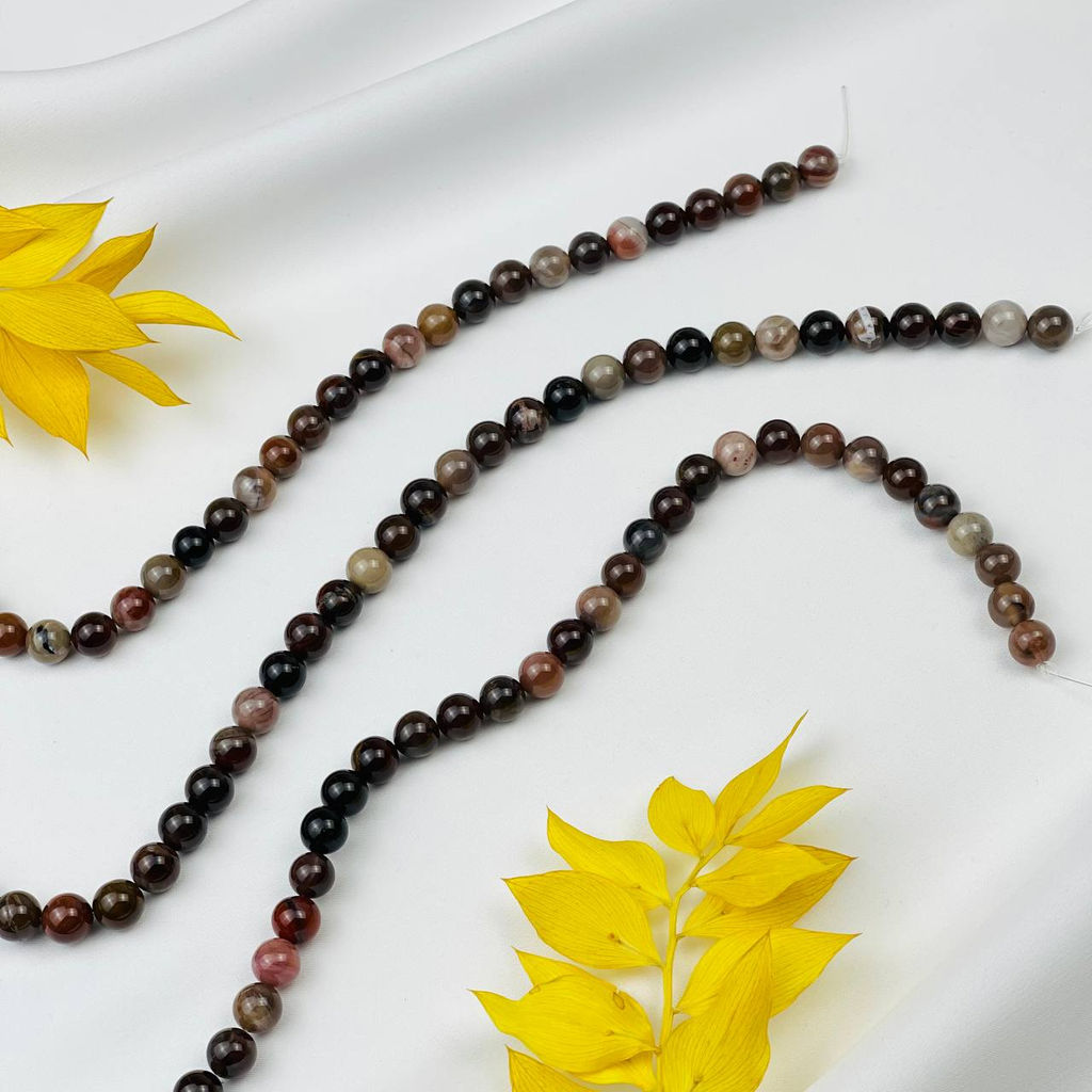 Бусины для украшений Окаменелое дерево (45 бусин) 38 см