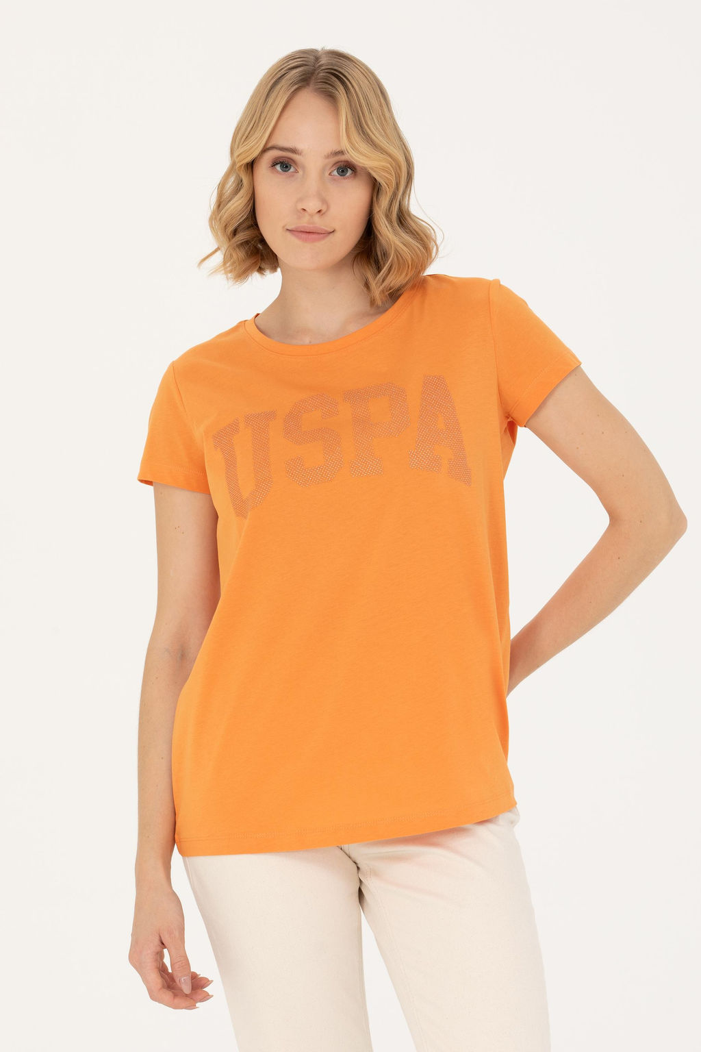Женская оранжевая базовая футболка - U.s. polo assn фото 15