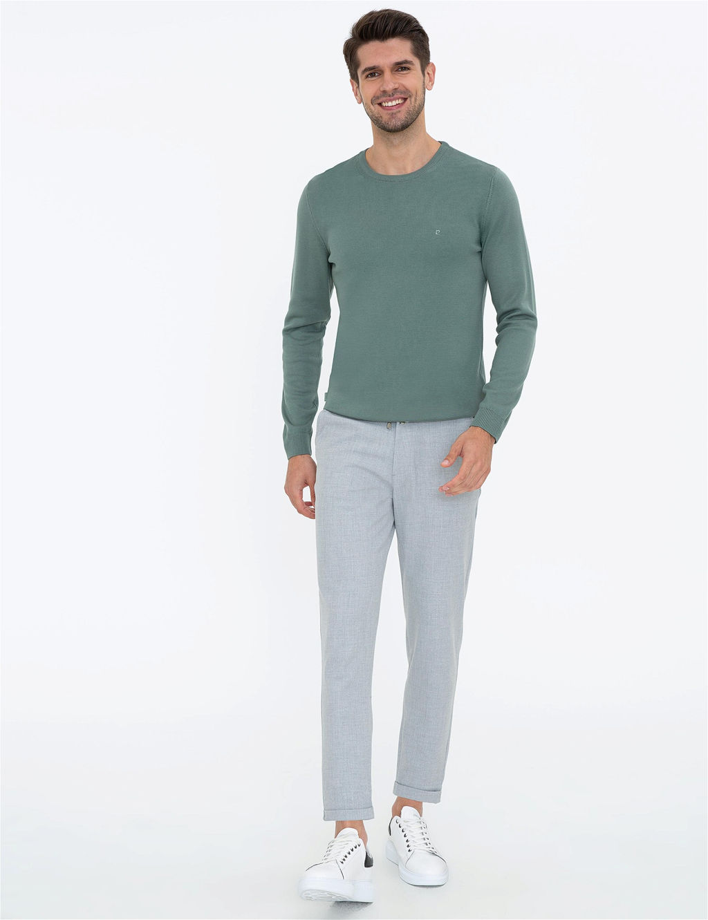 Ye_il Slim Fit Bisiklet Yaka Basic Triko Kazak - Pierre cardin фото 5