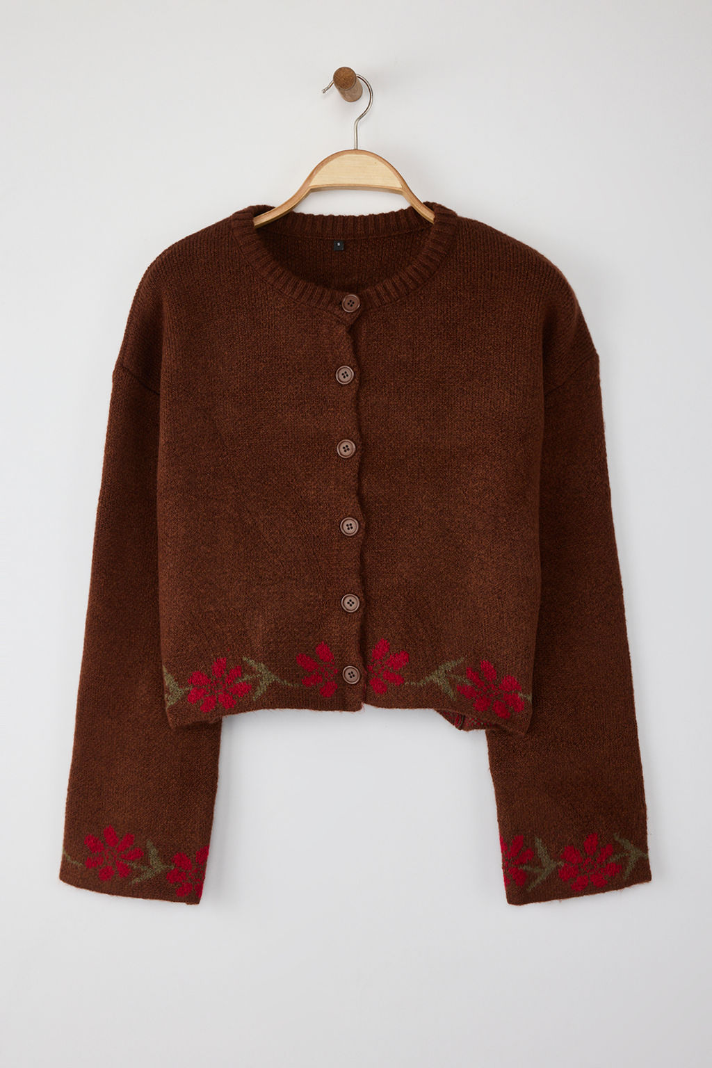 Kahverengi Yumusak Dokulu Cicek Desenli Triko H?rka TWOAW26HI00152 - Trendyolmilla фото 5