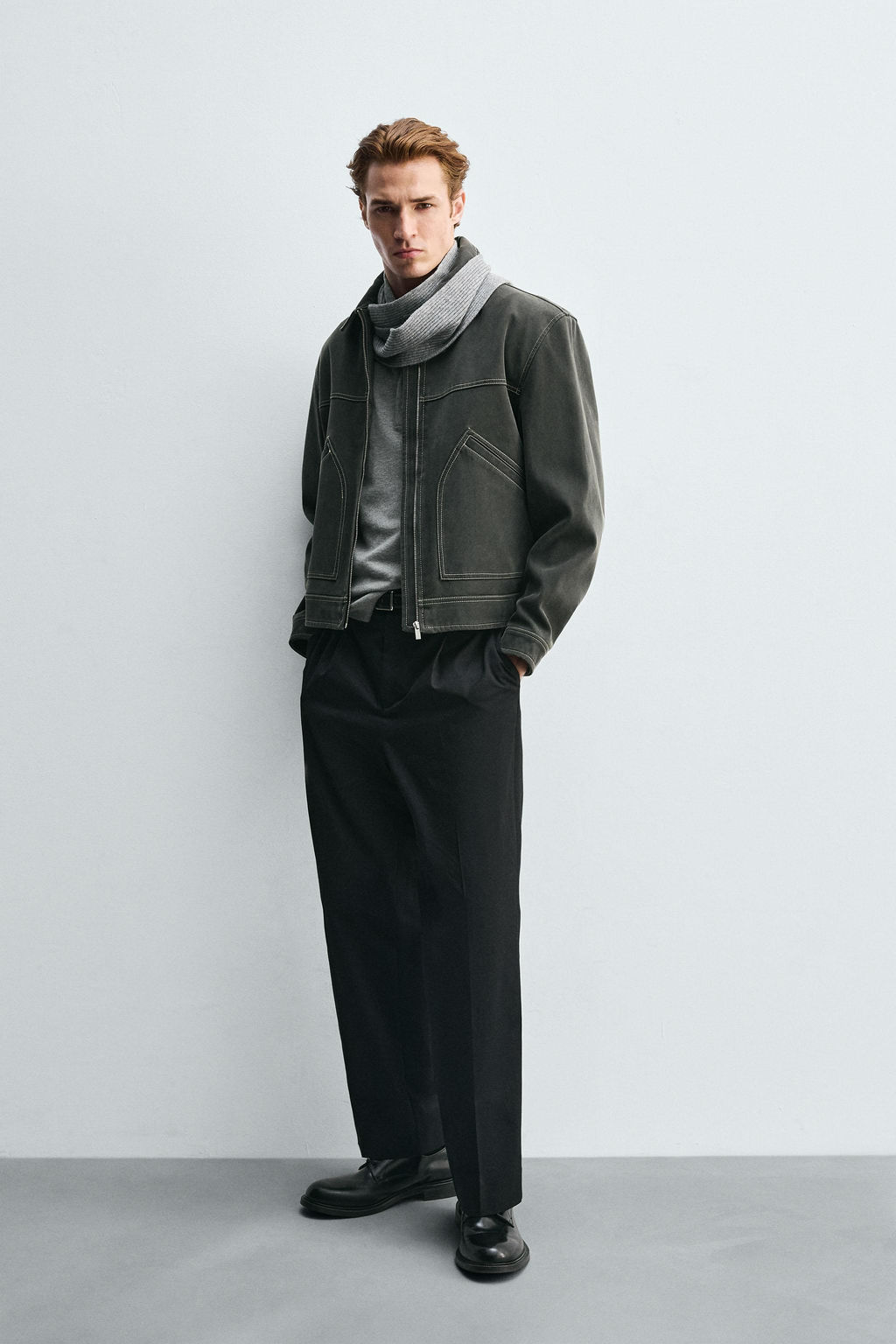 VINTAGE-EFFECT FAUX SUEDE JACKET