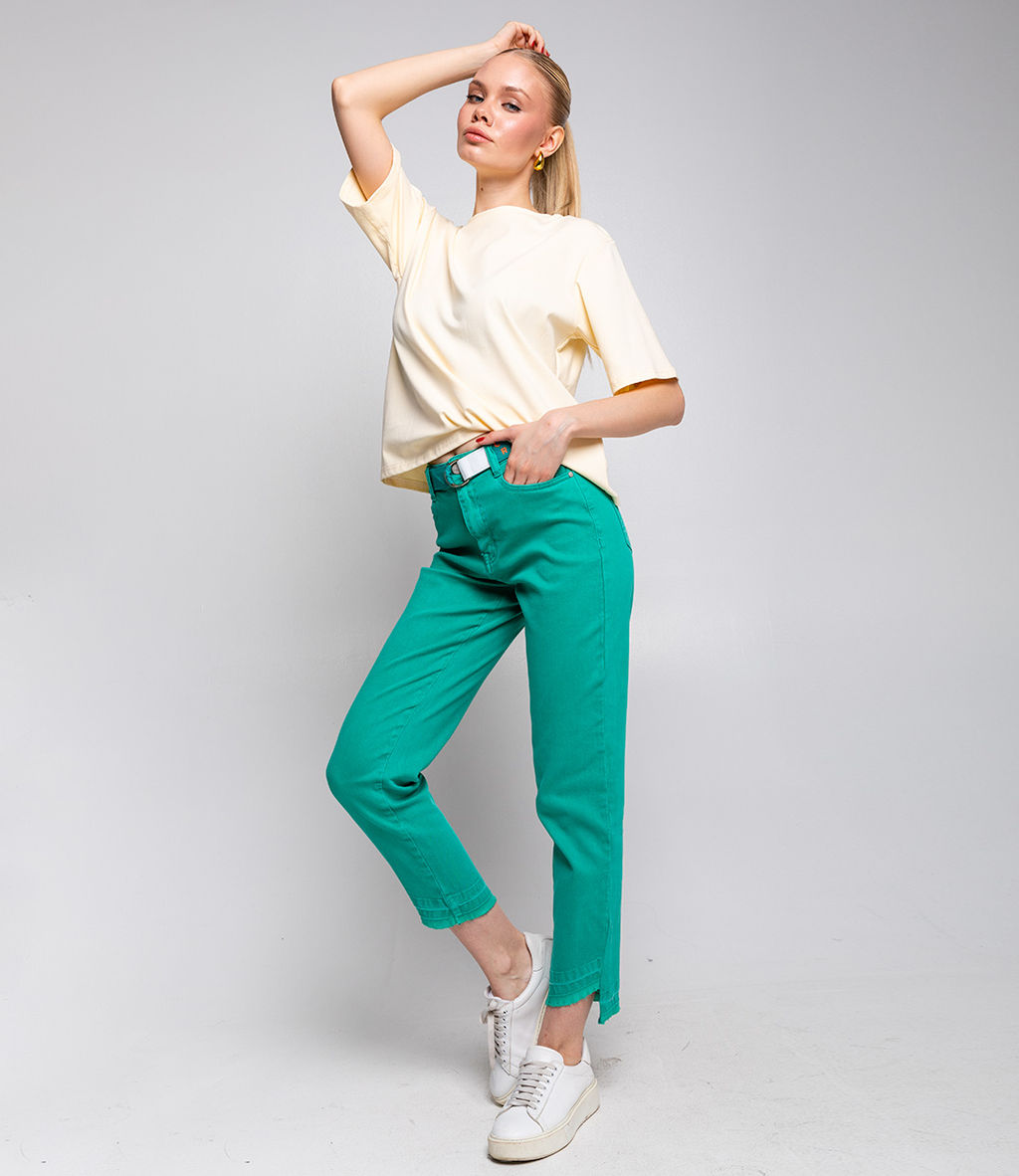 Джинсы #МСК8902, зелёный