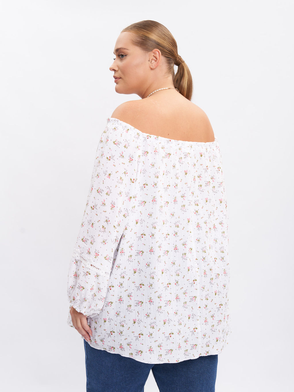 Блузка из муслина с кружевом BL09401FLW02 - Артесса фото 12