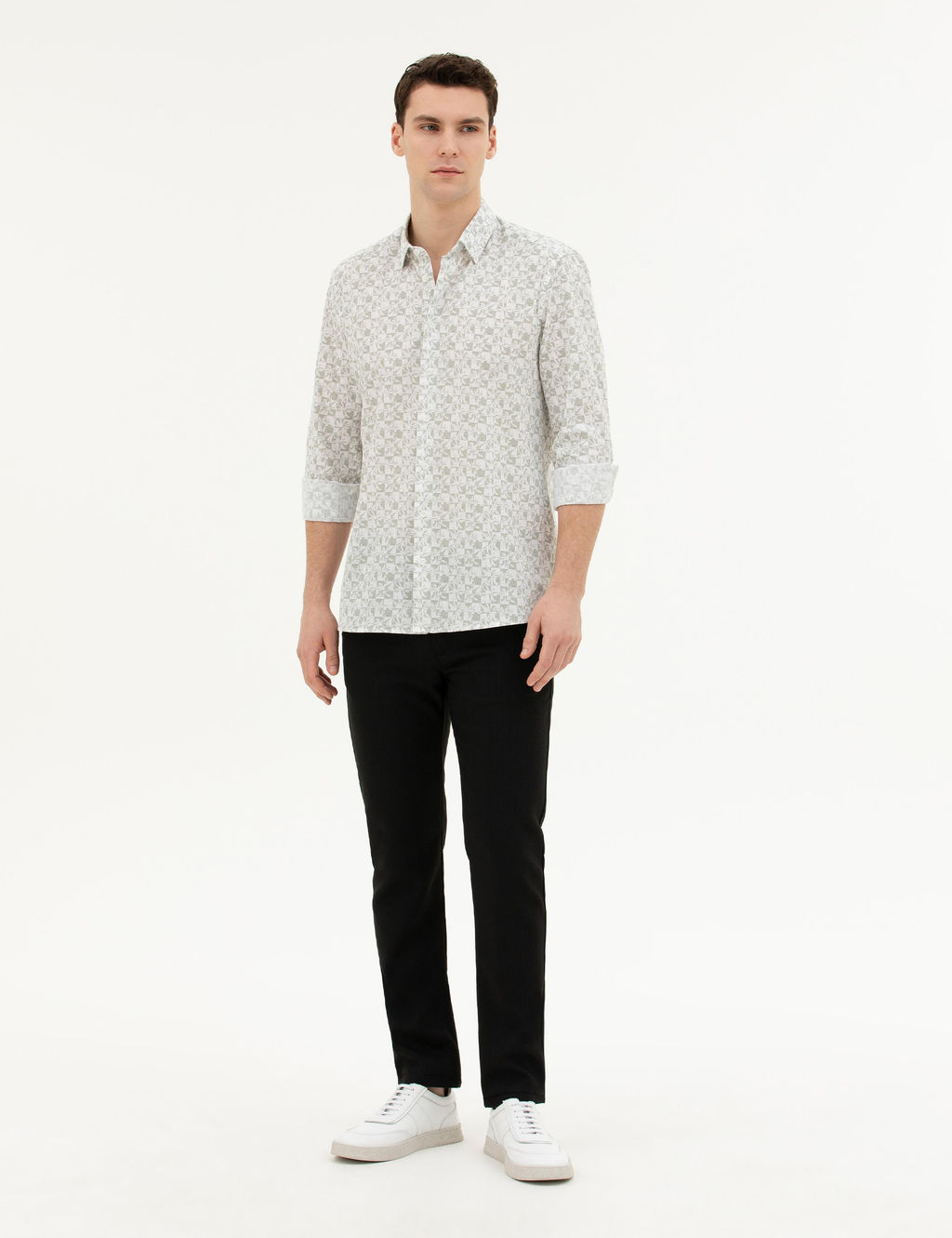 Рубашка Pierre Cardin Regular Fit зеленая с длинным рукавом
