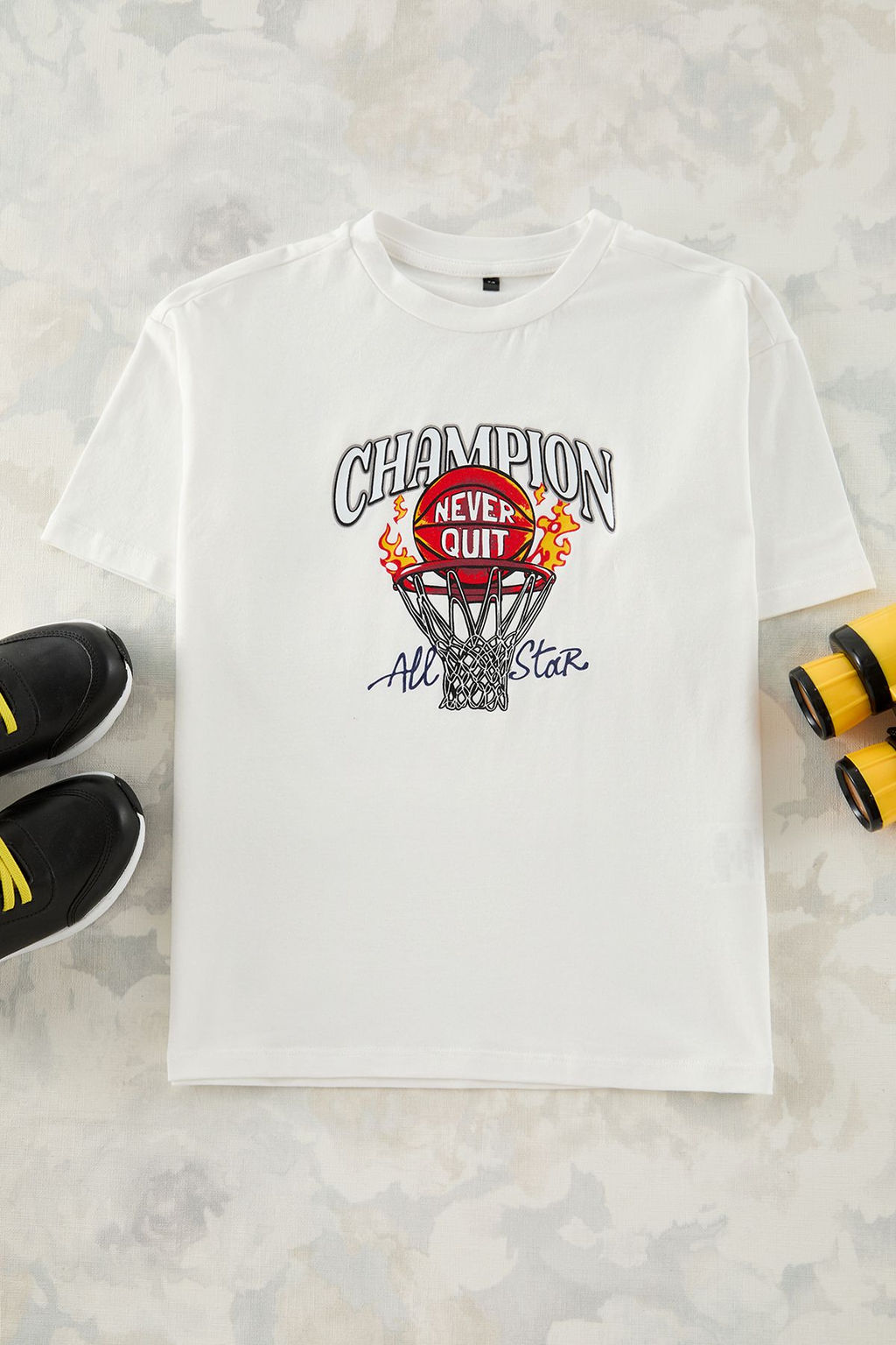 Lacivert Erkek Cocuk Slogan Bask?l? Regular/Normal Kal?p K?sa Kol Orme T-Shirt TKDSS25TS00031 - Trendyolmilla фото 4