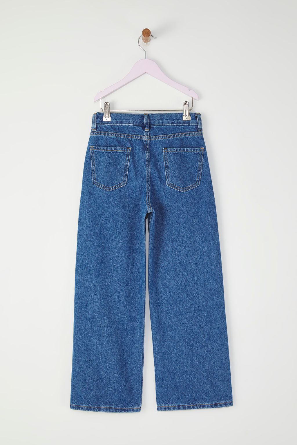 Mavi K?z Cocuk %100 Pamuk Kurdele Desenli Wide Leg Lastikli Denim Pantolon TKDSS25JE00007 - Trendyolmilla фото 4