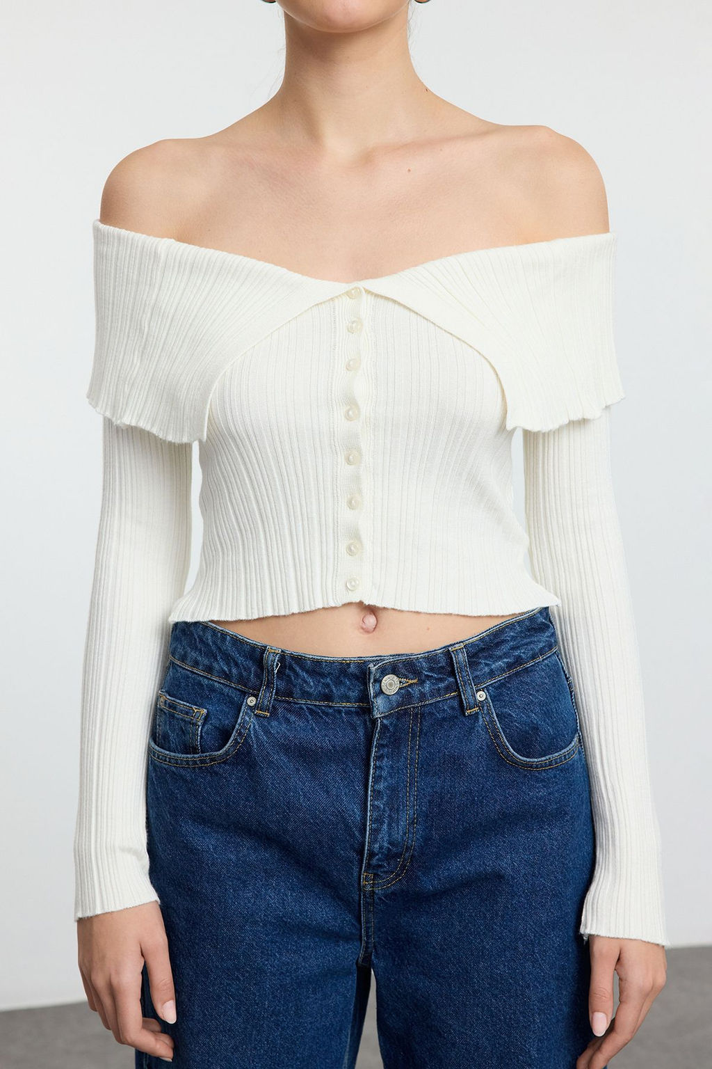 TRENDYOLMILLA Turuncu Crop Premium Iplik/Ozel Iplik Triko H?rka TWOAW25HI00095 фото 8