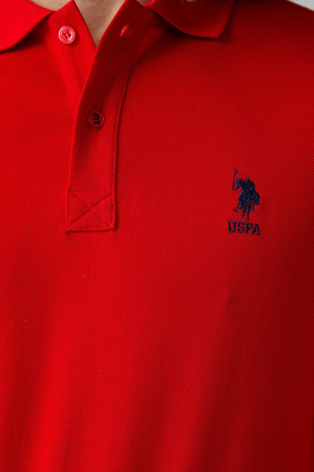 Мужская красная базовая футболка с воротником-поло - U.s. polo assn фото 10