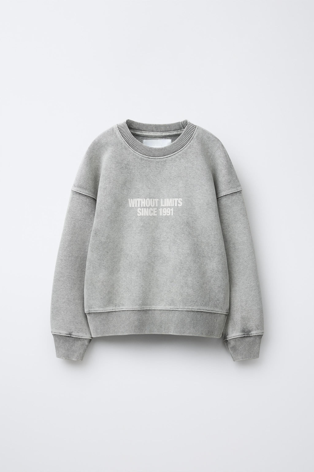 FADED-EFFECT SLOGAN SWEATSHIRT