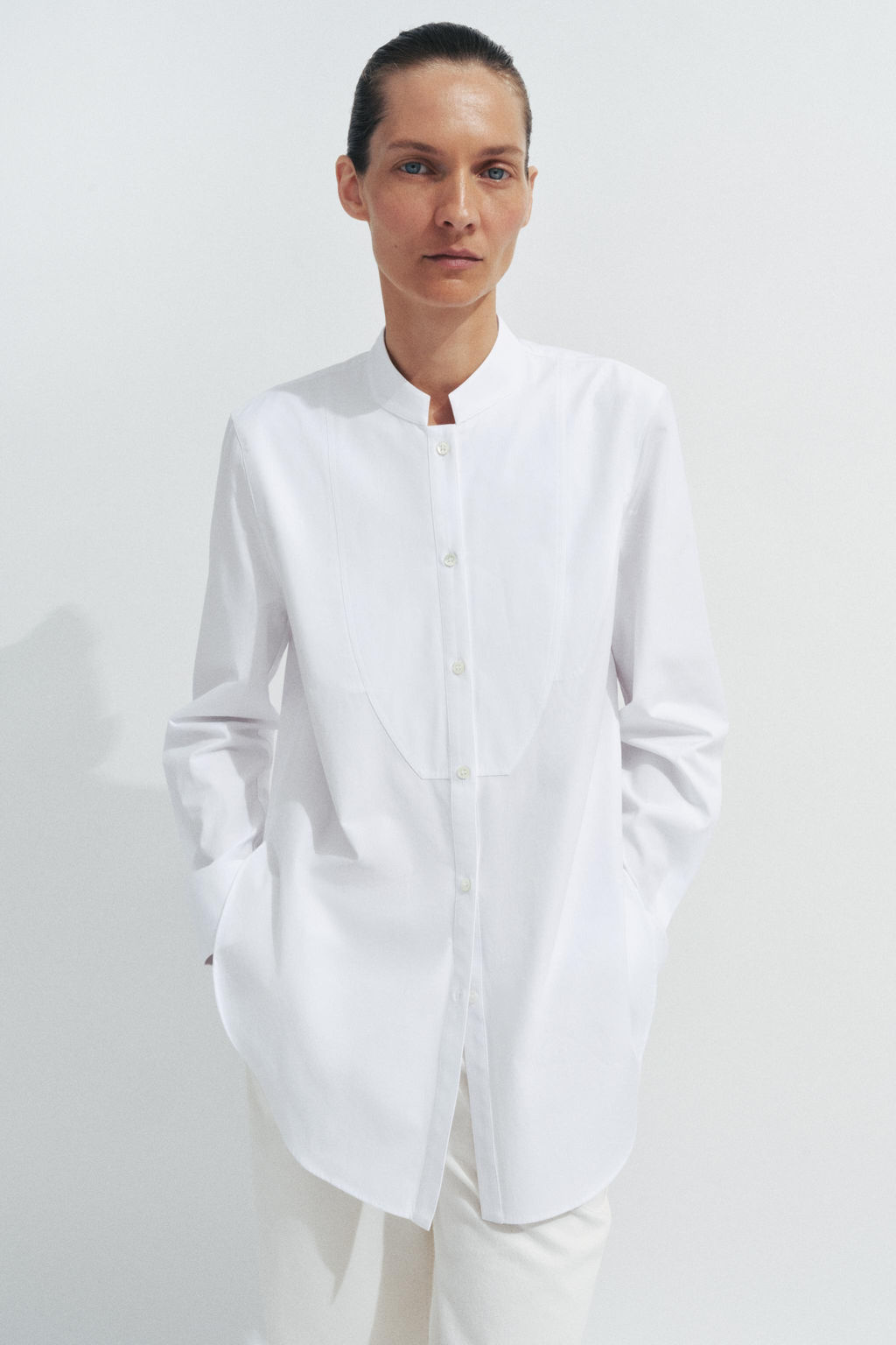 CAMISA POPEL?N PECHERA ZW COLLECTION / Blanco - Zara фото 8