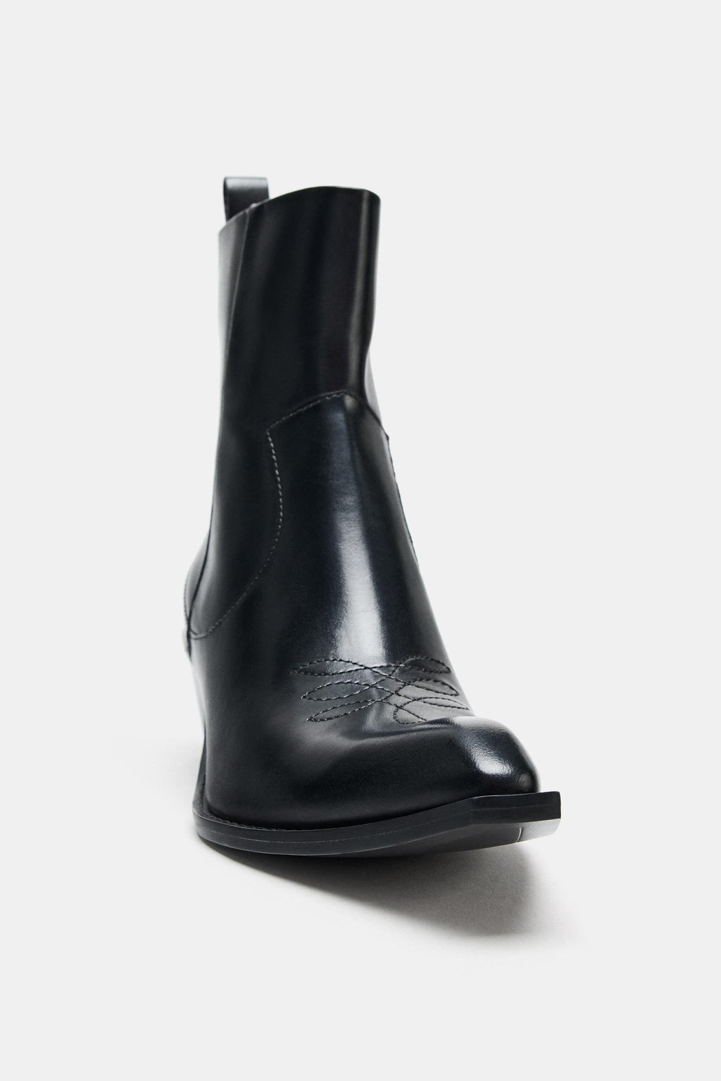 LEATHER COWBOY ANKLE BOOTS WITH TOPSTITCHING - Zara фото 6