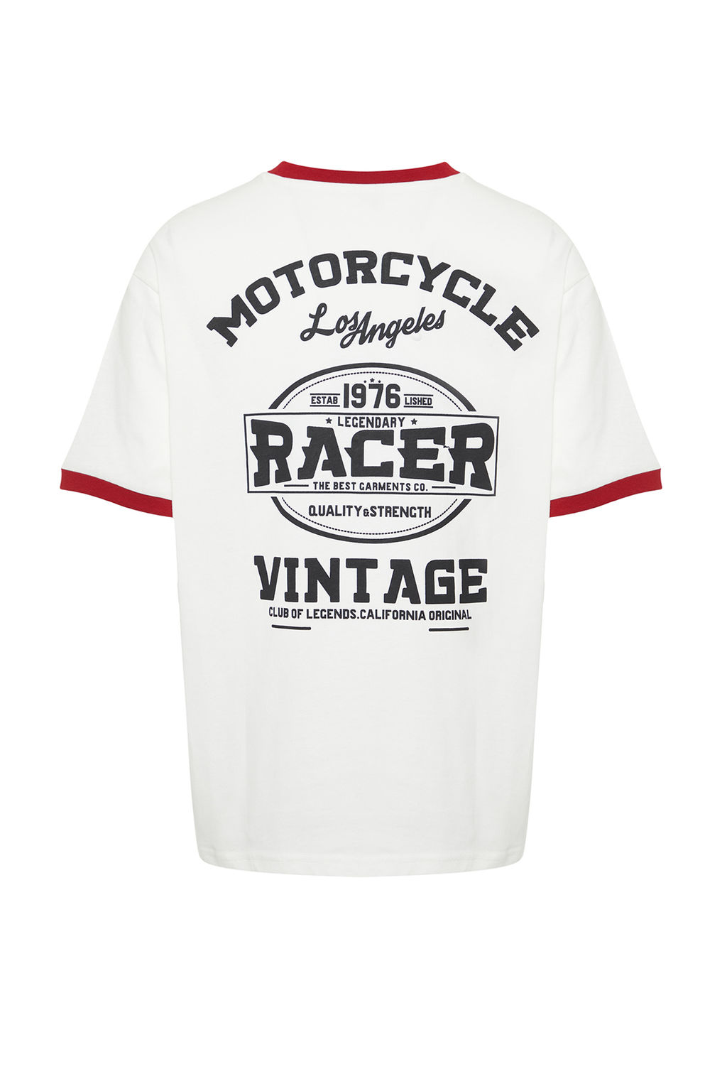 Ekru Oversize/Genis Kesim Bask?l? Renk Bloklu %100 Pamuklu T-Shirt TMNSS24TS00103