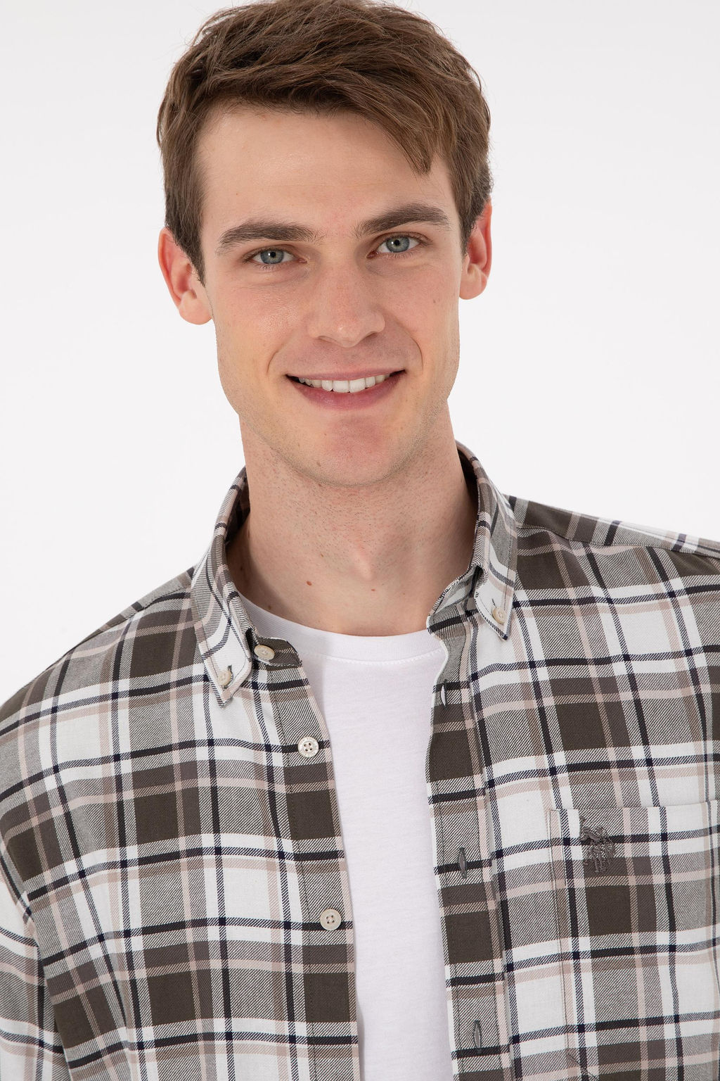 Мужская рубашка светло-хаки с длинным рукавом Неожиданная скидка в корзине - U.s. polo assn фото 2