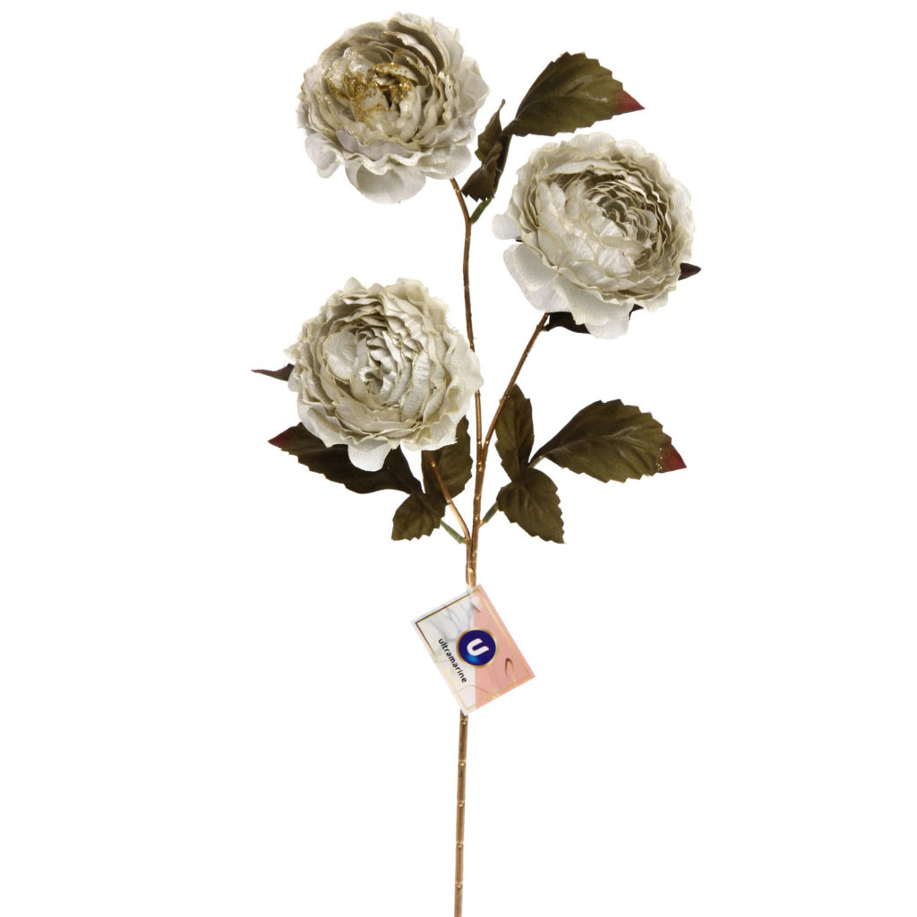 Искусственные цветы "FLOWERS GLAMOUR" 63см Пионы 3 цветка белые