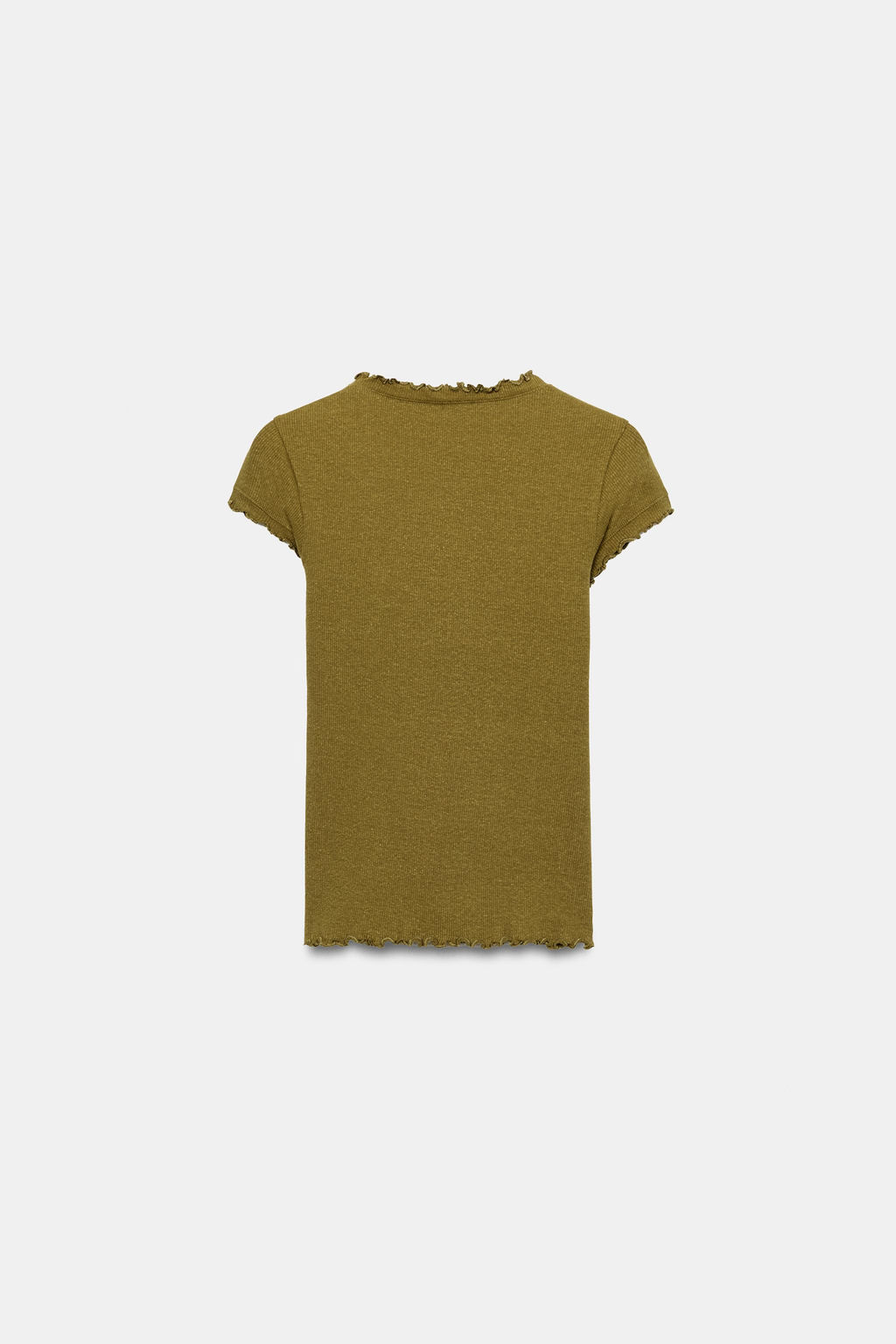 CAMISETA MANGA CORTA CON LINO / Oliva - Zara фото 5