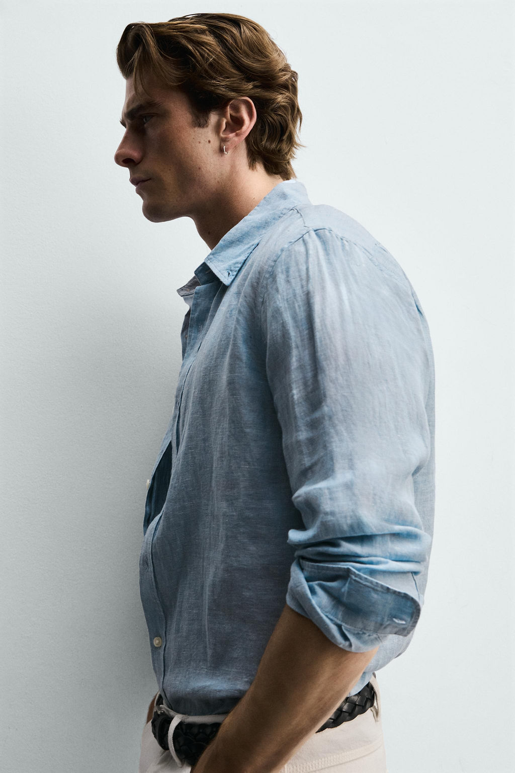 CAMISA REGULAR FIT 100% LINO / Azul / Verde - Zara фото 7