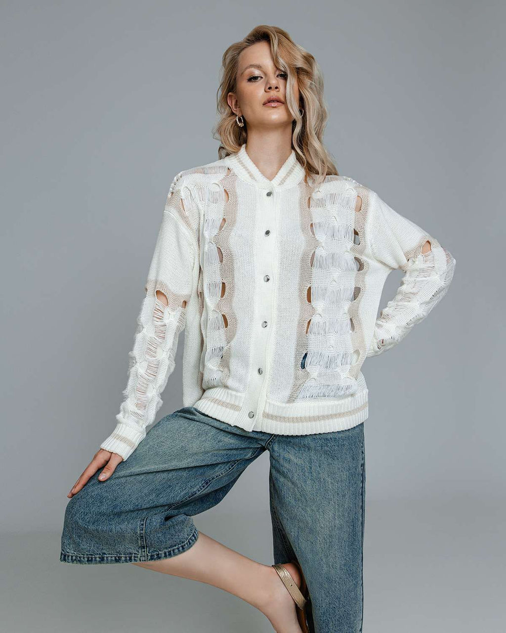 Кардиган вязаный с ажурным узором на кнопках KAR001 - Sahar art lab фото 7