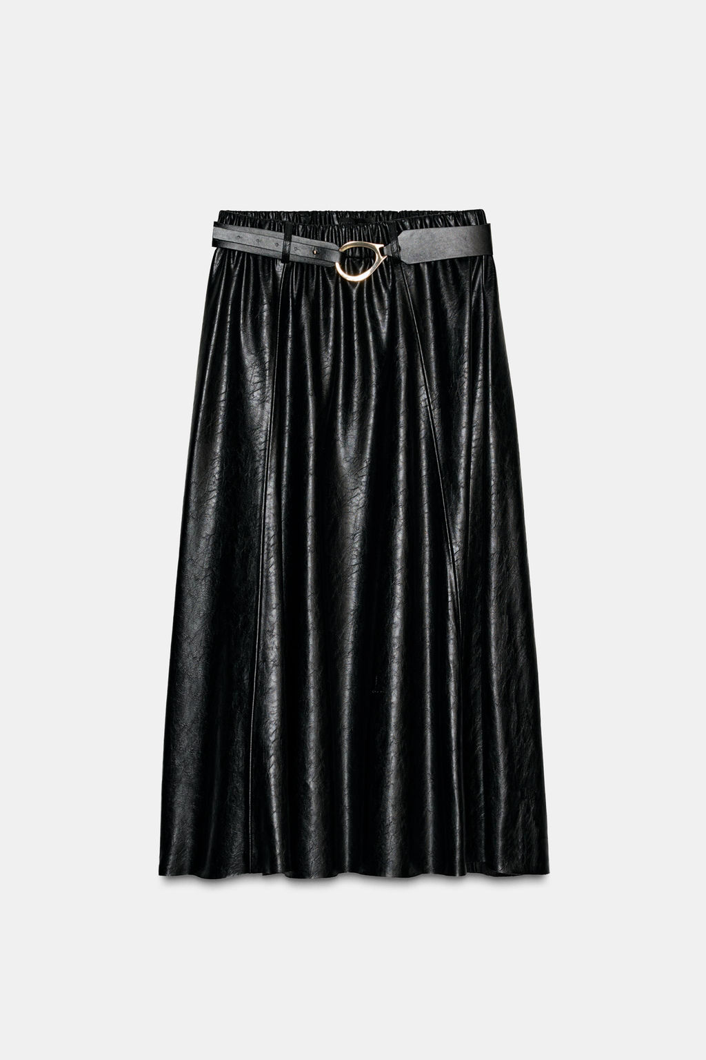 FAUX LEATHER CAPE MIDI SKIRT WITH BELT - Zara фото 6