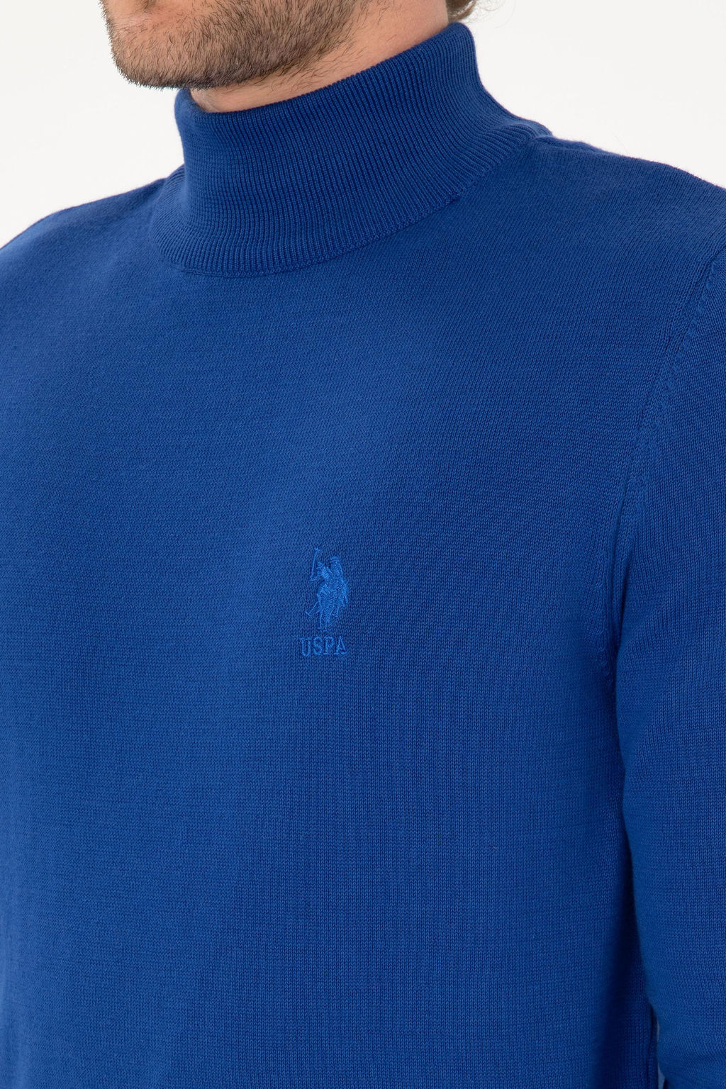 Erkek Slim Fit Yar_m Bal_k__ Yaka Saks Kazak - U.s. polo assn фото 7