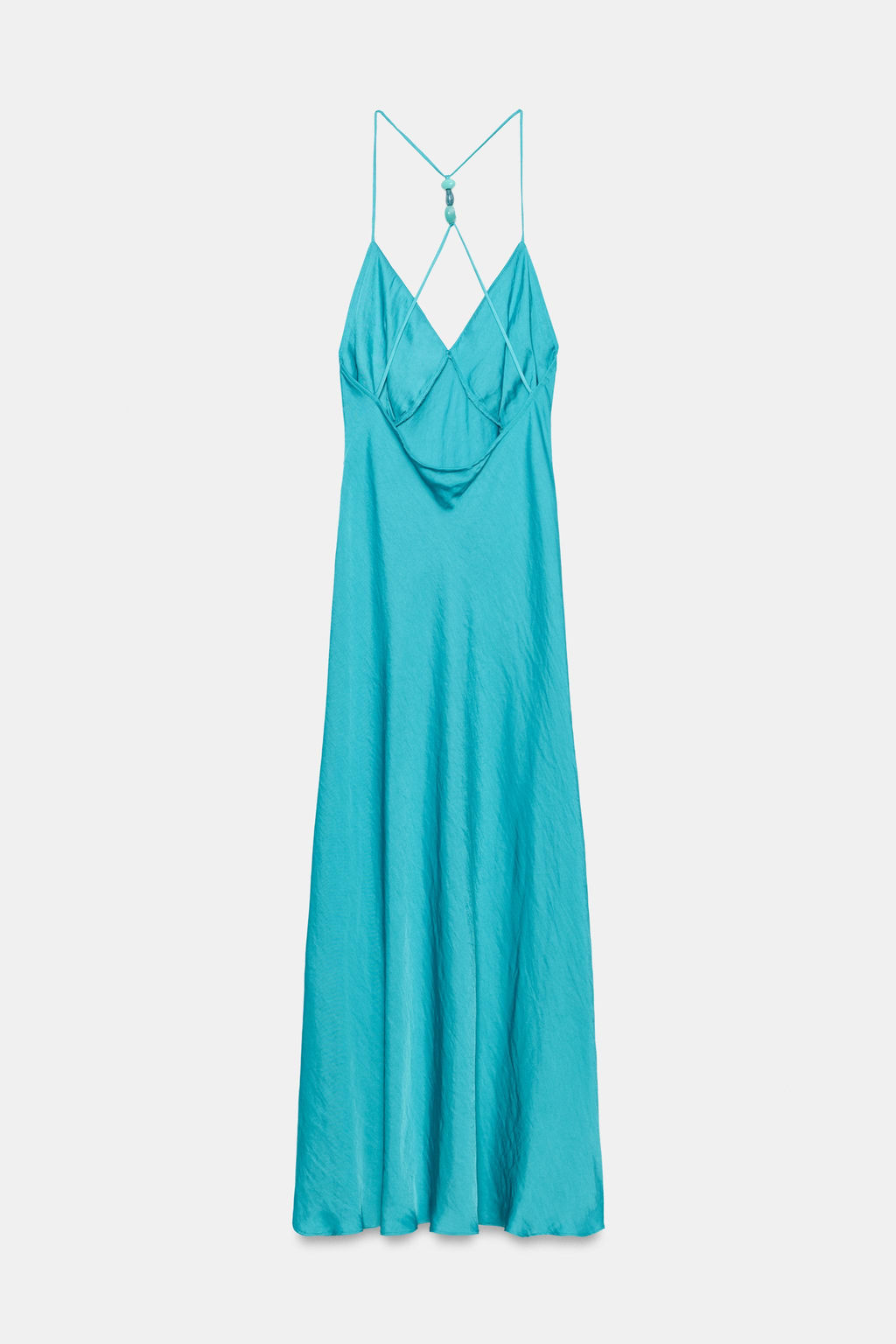 VESTIDO SATINADO ABALORIOS ESPALDA / Turquesa - Zara фото 9
