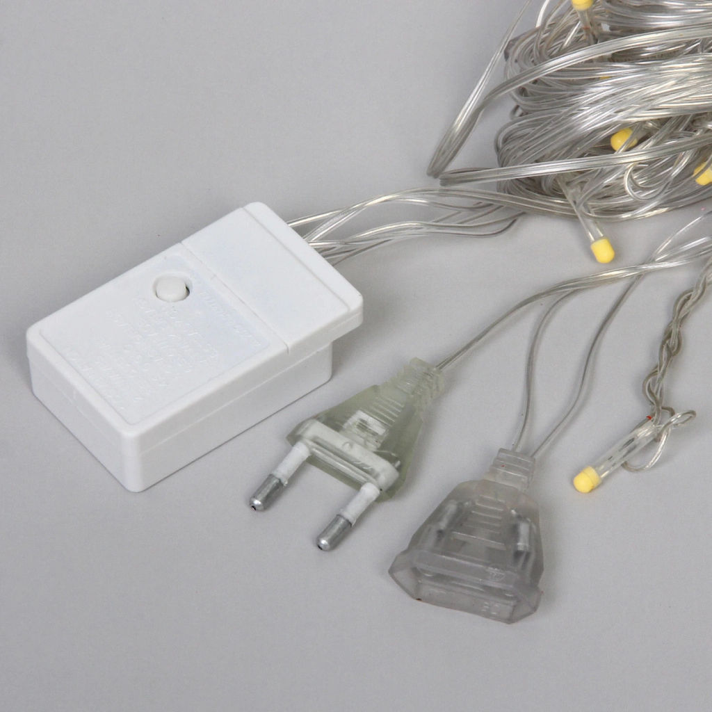 Гирлянда для дома БАХРОМА "Рождество" ш2,5м* в0,45/0,65м 95ламп LED, прозрачн.пров, 8 режимов, IP-20, Теплый белый (возможность соединения)