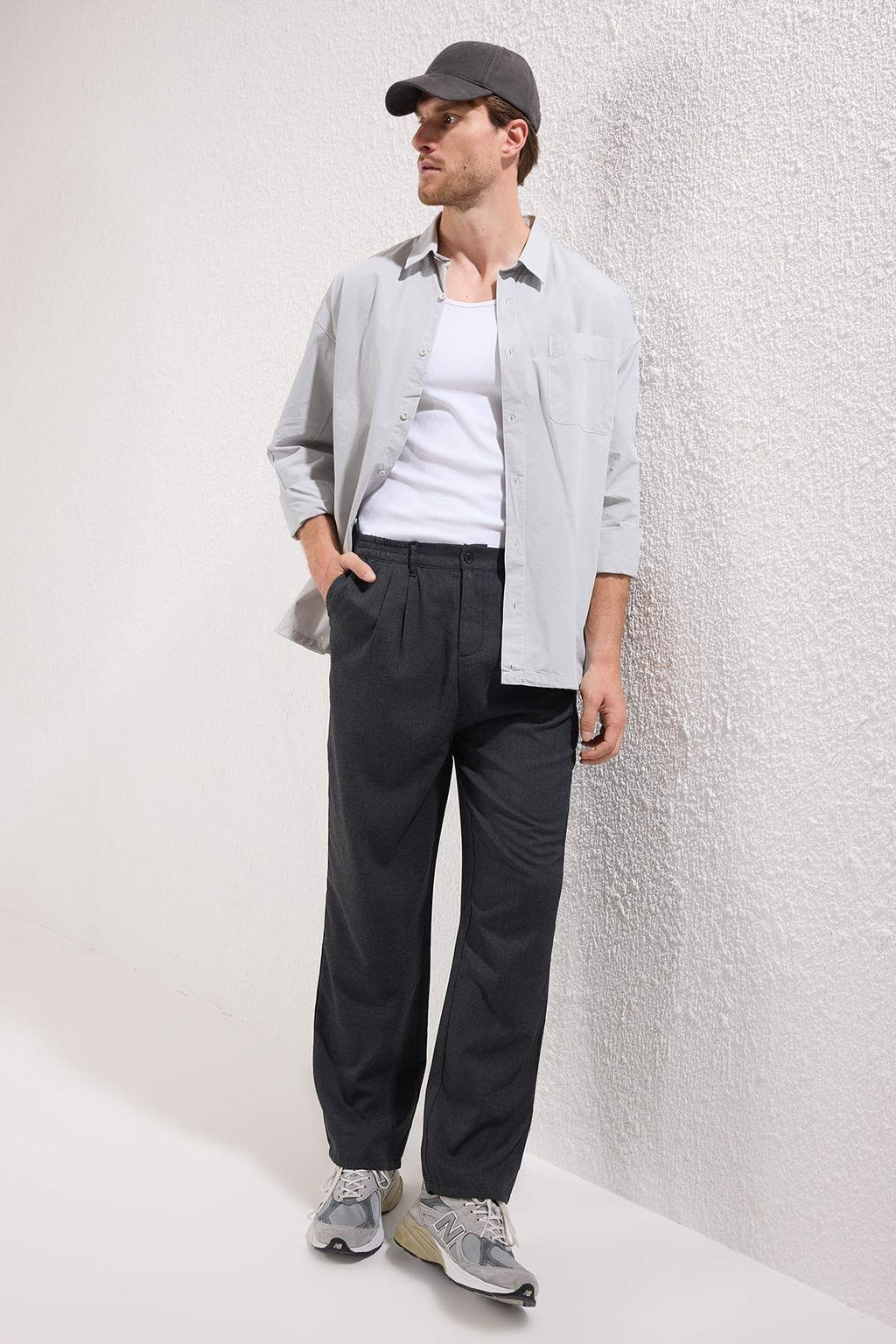 Antrasit Wide Leg Bol Kumas Baggy Pantolon TMNSS23PL00039