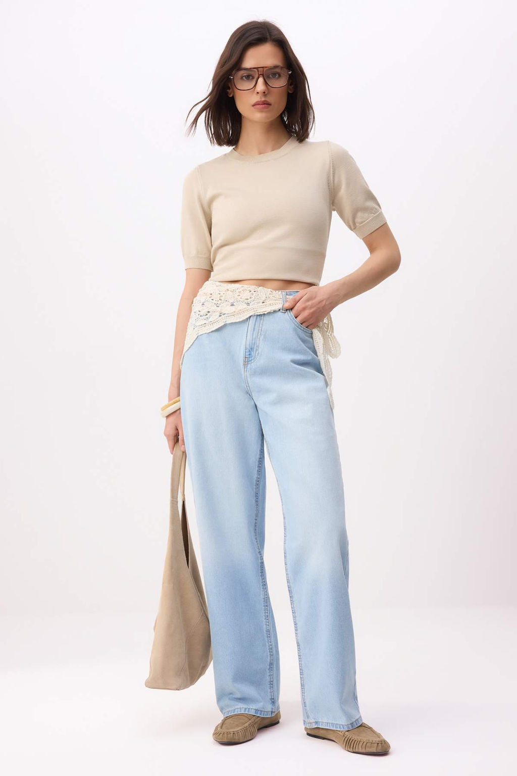 Koyu Mavi Yuksek Bel %100 Pamuk Baggy Jeans TWOSS26JE00205 - Trendyolmilla фото 8