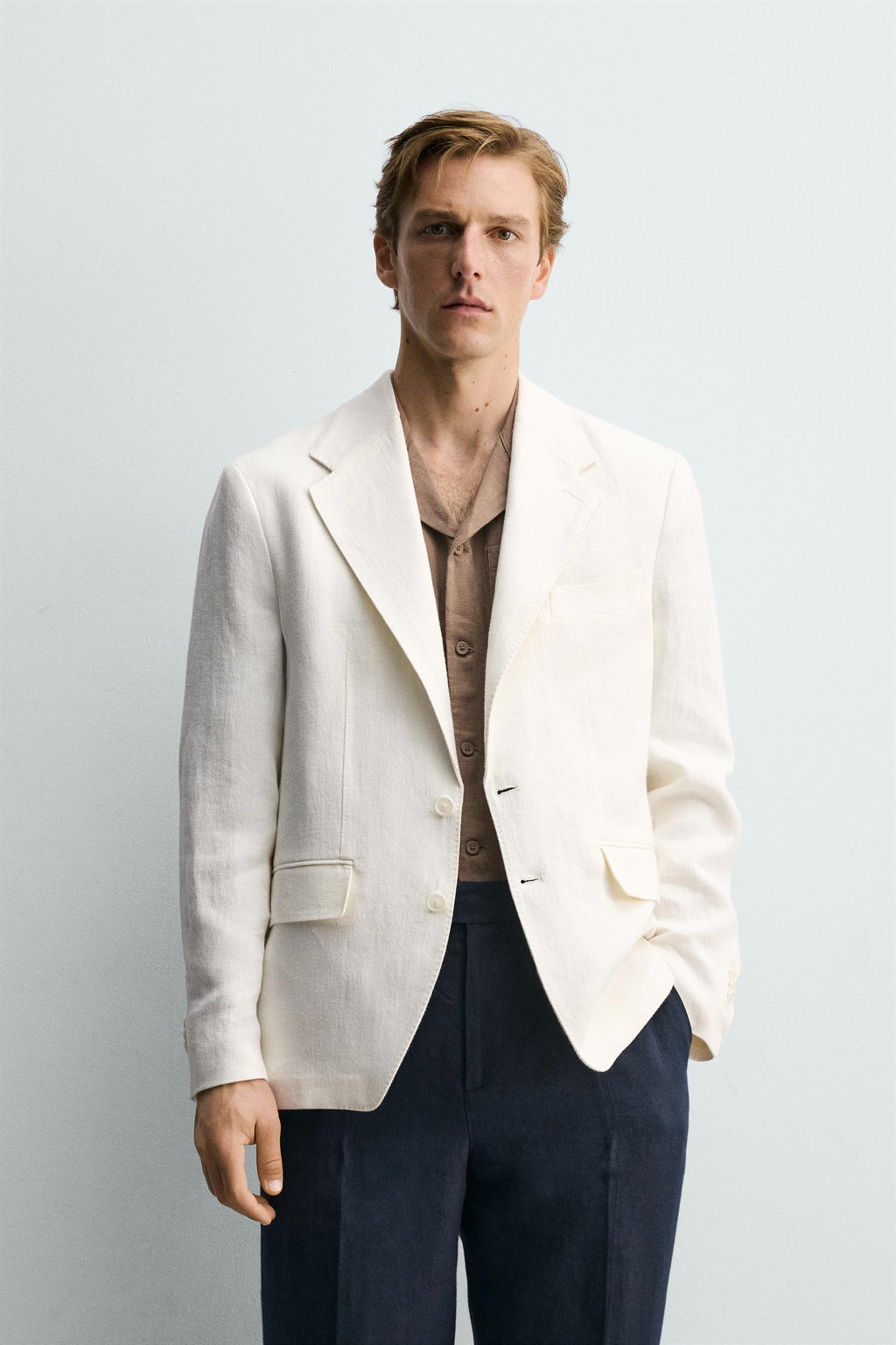 BLAZER RELAXED FIT TRAJE 100% LINO / Blanco