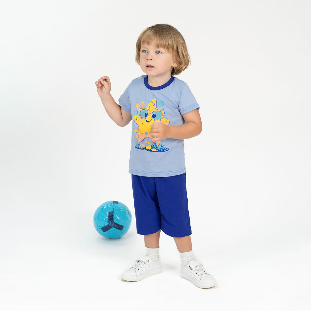 Костюм детский голубой/василек рисунок звезда 7057п (80, 52)