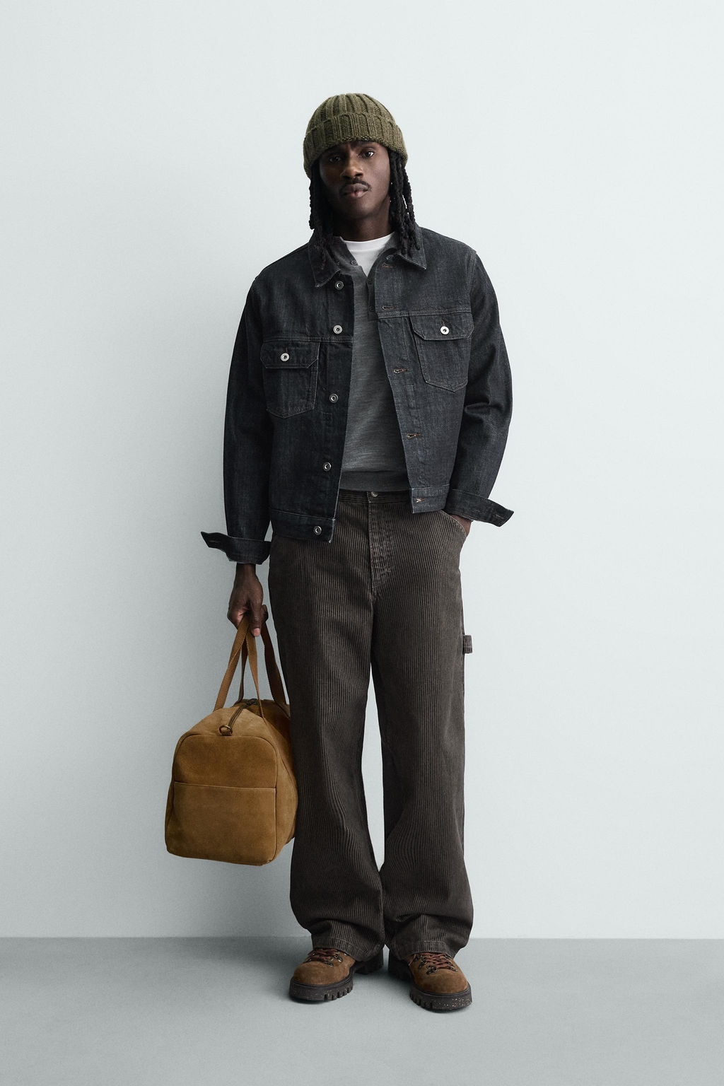 RELAXED FIT FLOCKED STRIPED TROUSERS