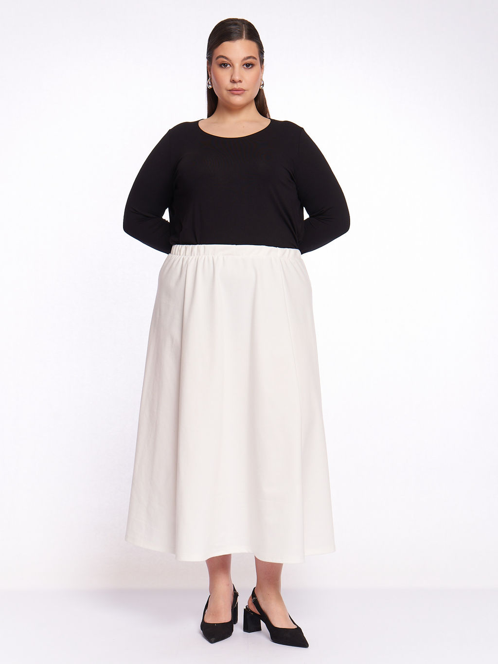 Юбка из плотного трикотажа UB17406WHT04