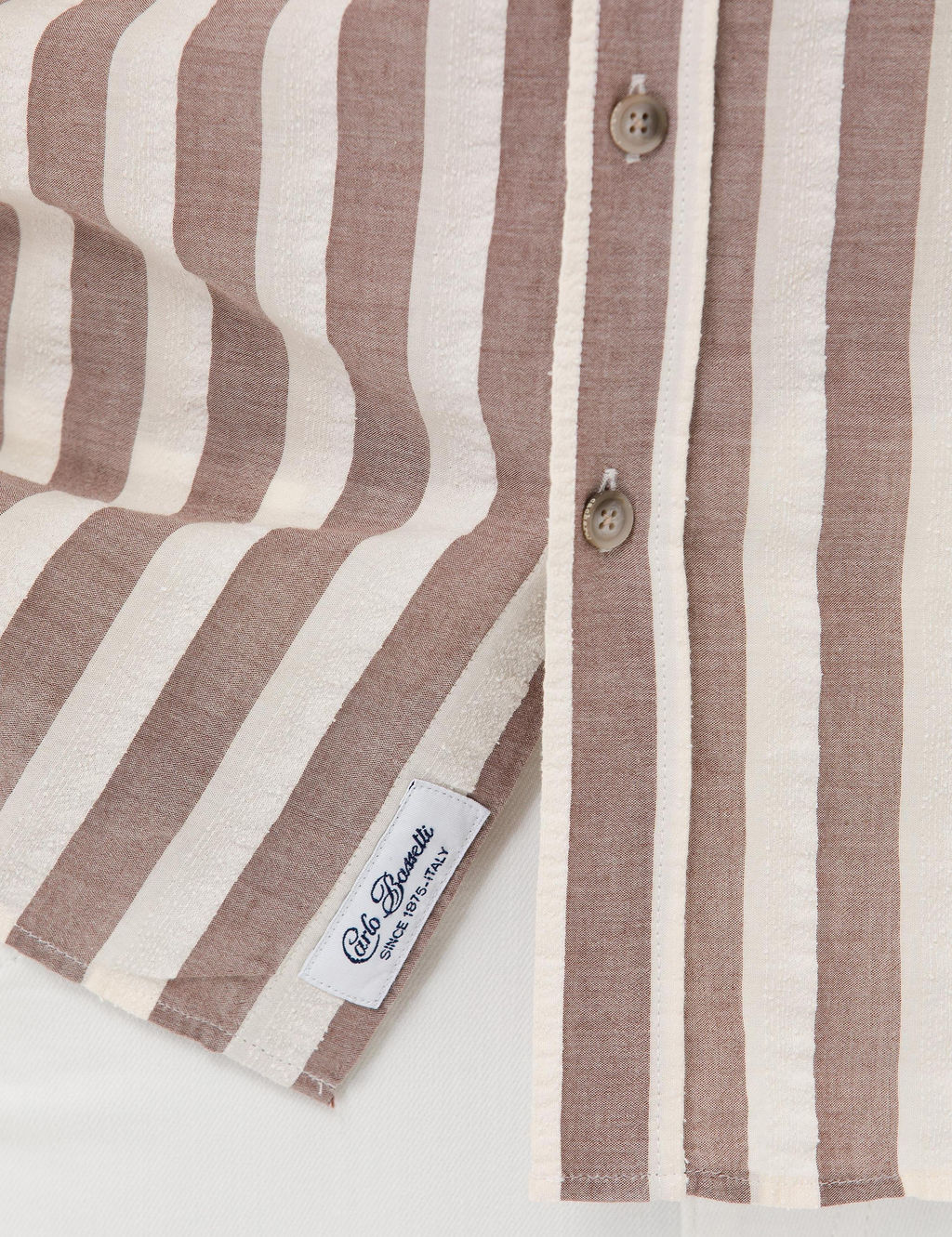 Коричневая приталенная рубашка в полоску с длинным рукавом - Cacharel фото 7