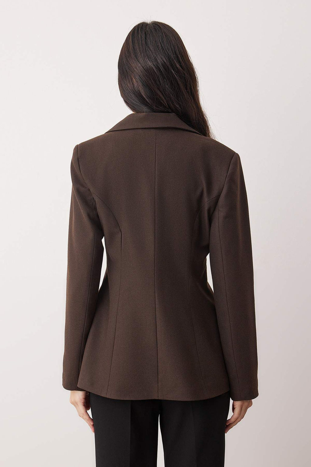 EXCLUSIVE Ozel Koleksiyon Kahverengi Fitted Kase Blazer Ceket TWOAW26BC00054