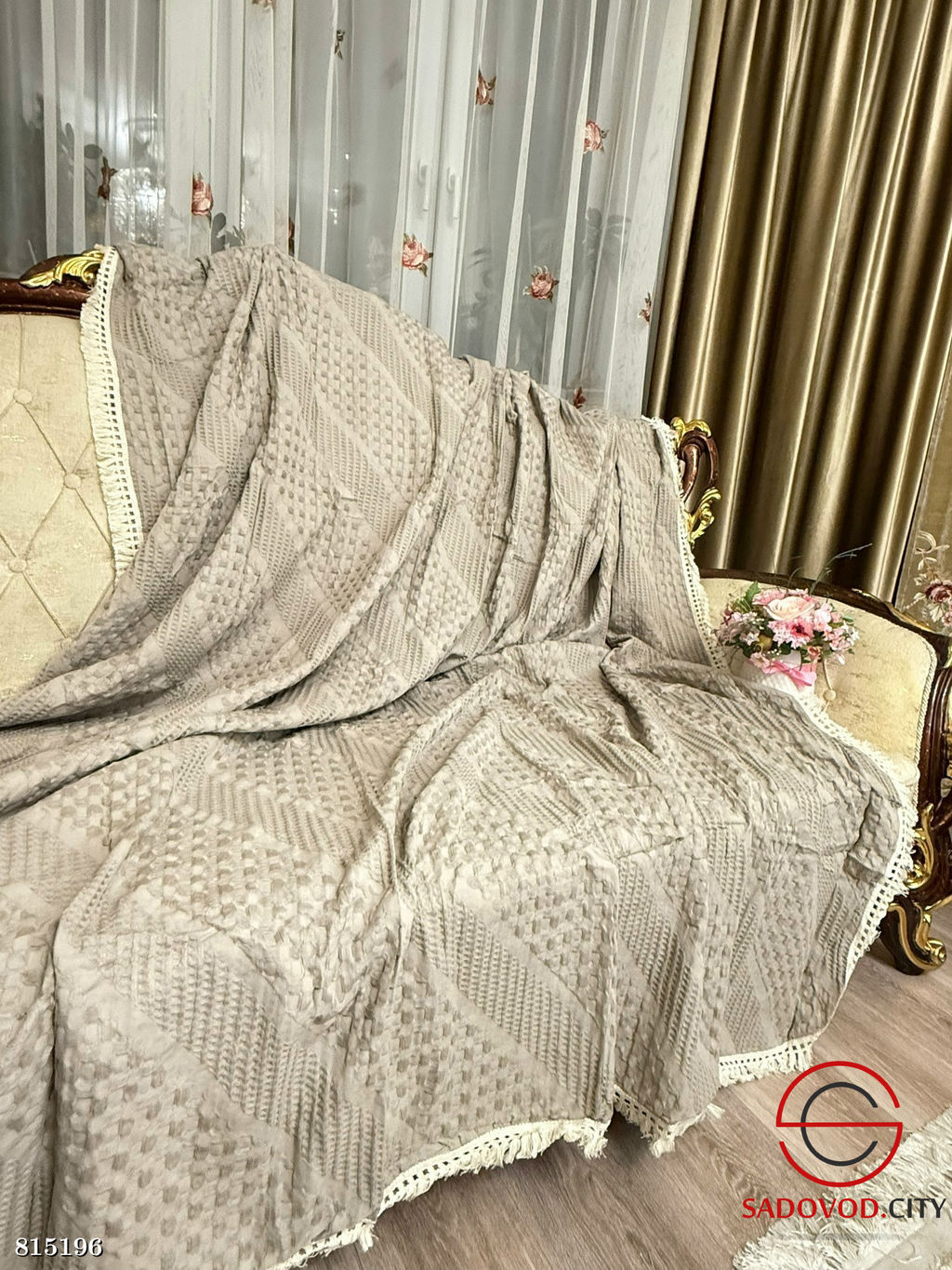 Плед покрывало вафельное в подарочной сумке