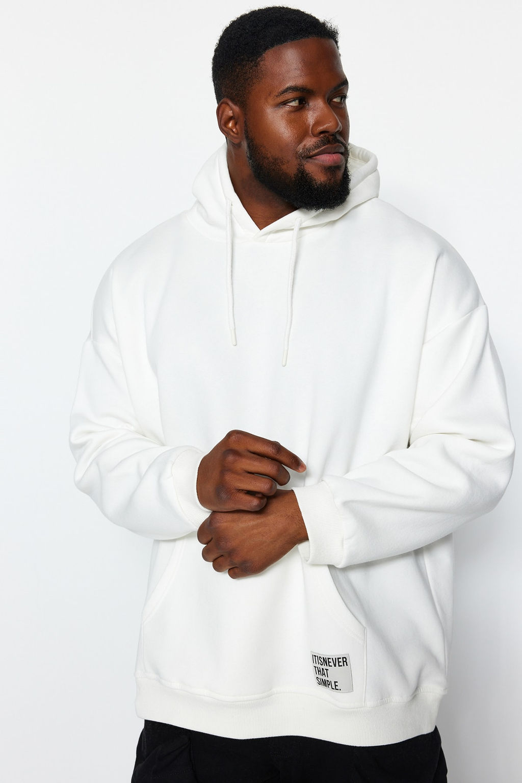 TRENDYOL MAN Antrasit Buyuk Beden Oversize Basic Rahat Kapusonlu Etiketli Ici Polarl? Sweatshirt TMNAW24AO00000 - Trendyolmilla фото 10