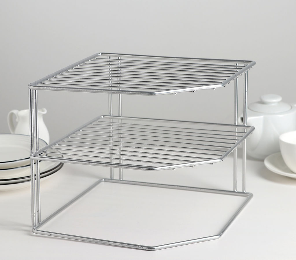 _Подставка для посуды угловая 2-х ярусная (25*25*20см), хром арт. АЛТ 202С