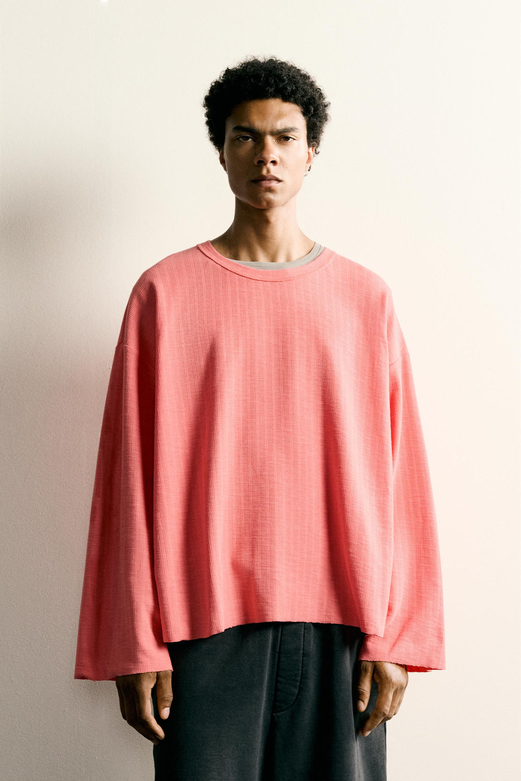 CAMISETA RELAXED FIT MANGA LARGA / Coral - Zara фото 2